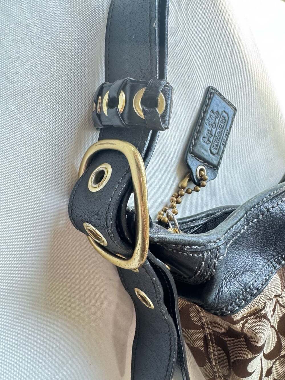 Vintage Coach Signature Soho Hobo Bag Y2K Jacquard Canvas Leather Shoulder Purse - Picture 9 of 13